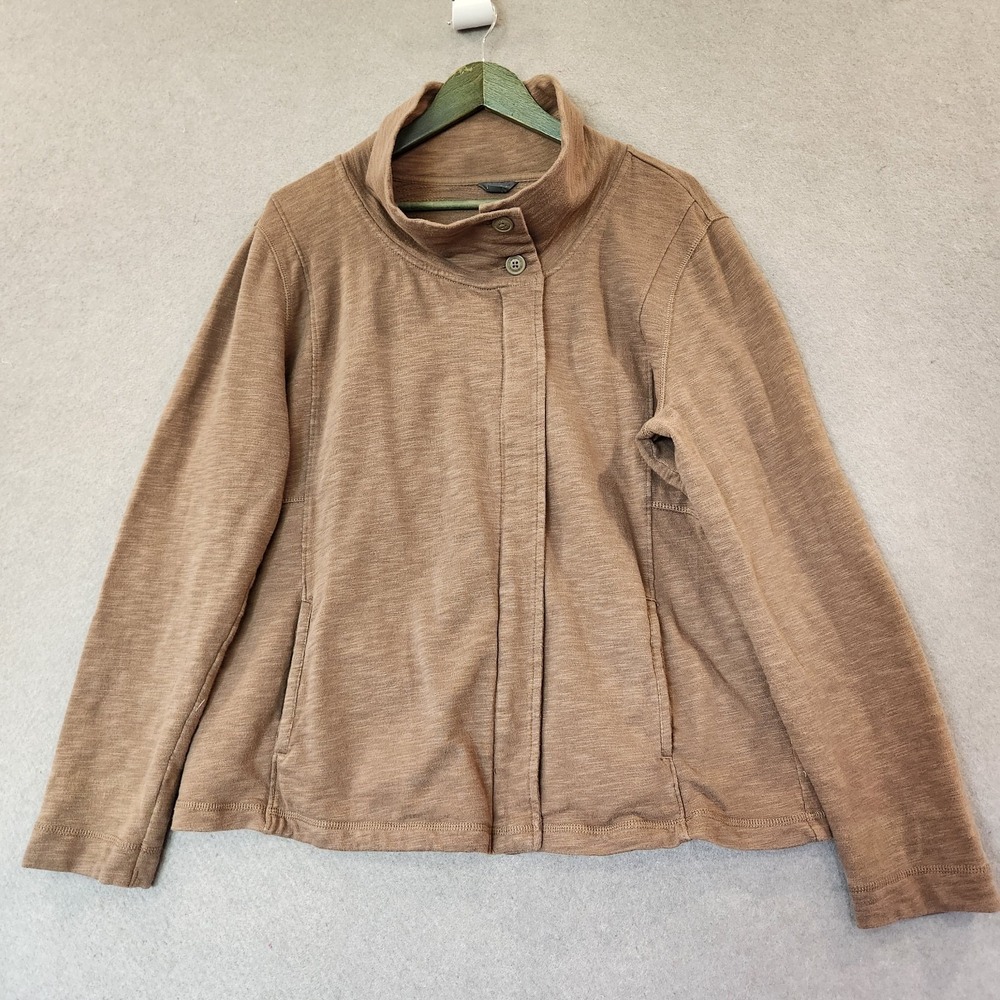 Eddie Bauer‎ Mock Neck Shirt Jacket Womens 2XL Full Zip Brown